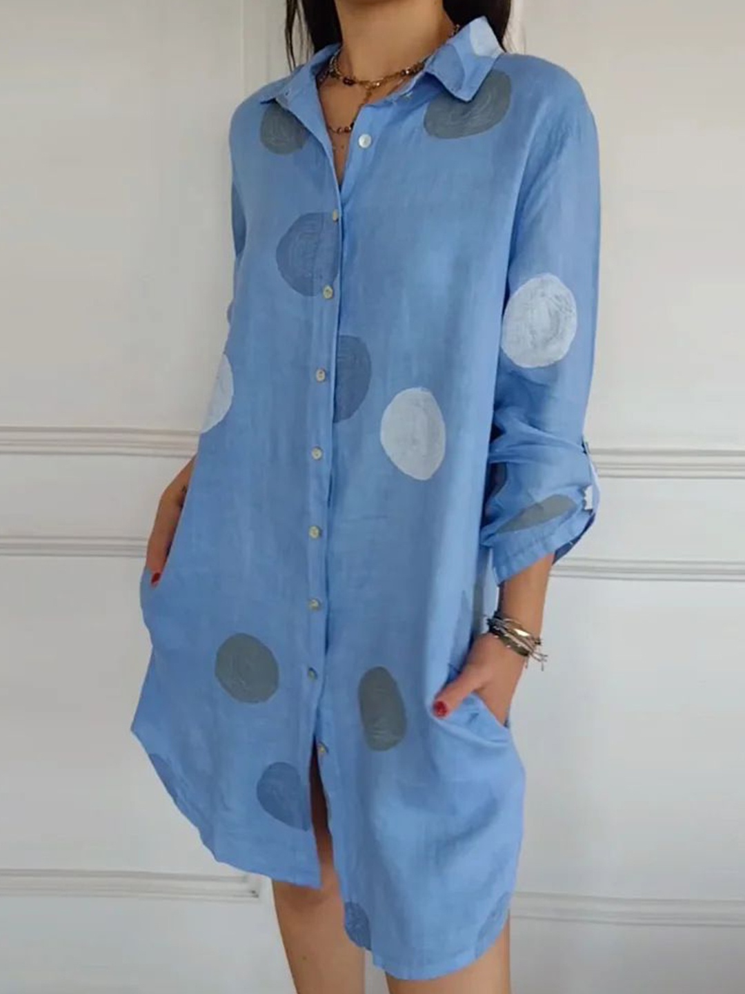 

StyleCast Print Shirt Dress, Blue