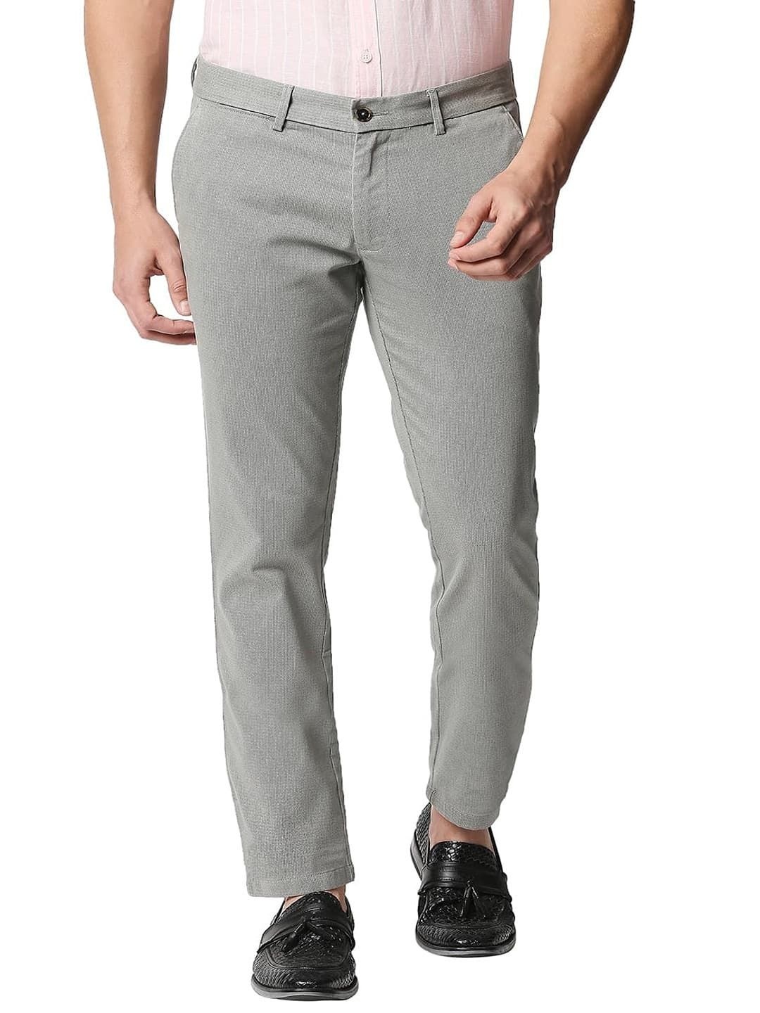 

Basics Men Tapered Fit Mid-Rise Cotton Chinos Trouser, Grey