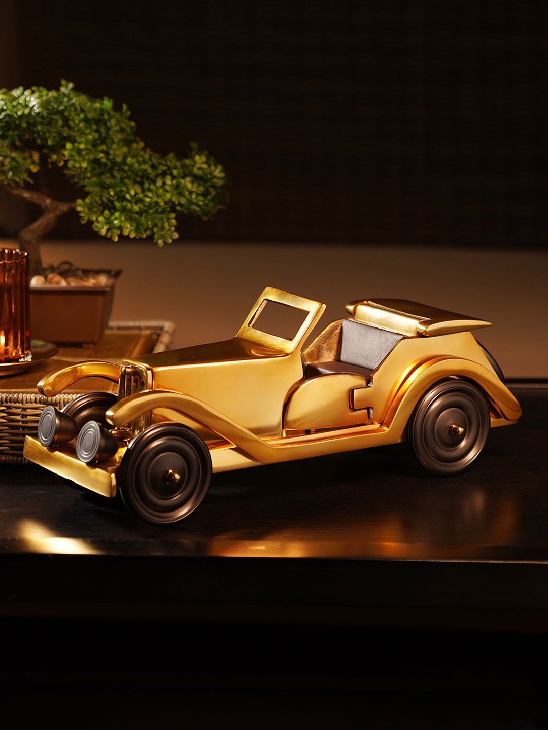

Pure Home and Living Gold-Toned & Black Decorative Vintage Car Showpiece