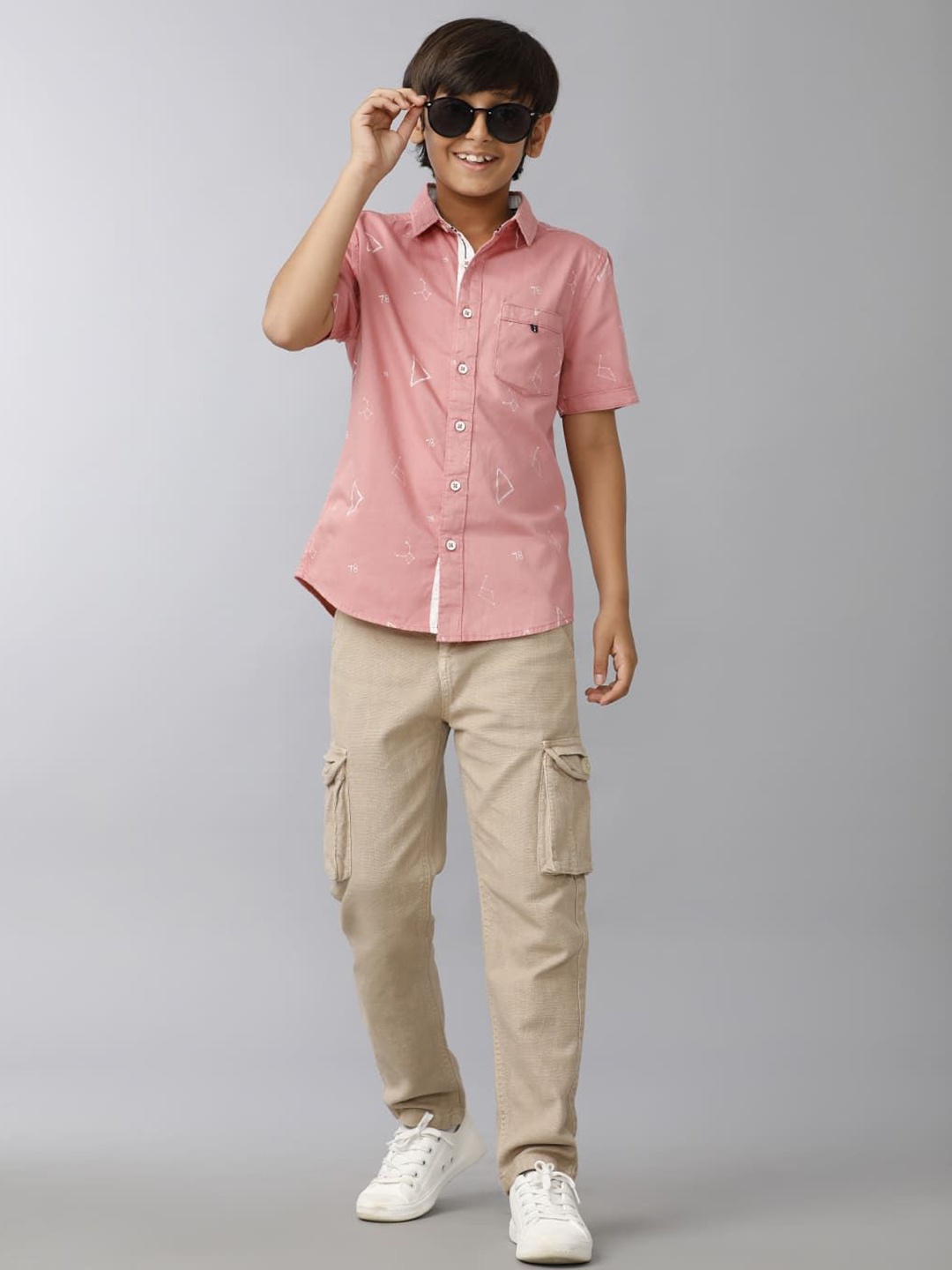 

UNDER FOURTEEN ONLY Boys Opaque Casual Shirt, Peach