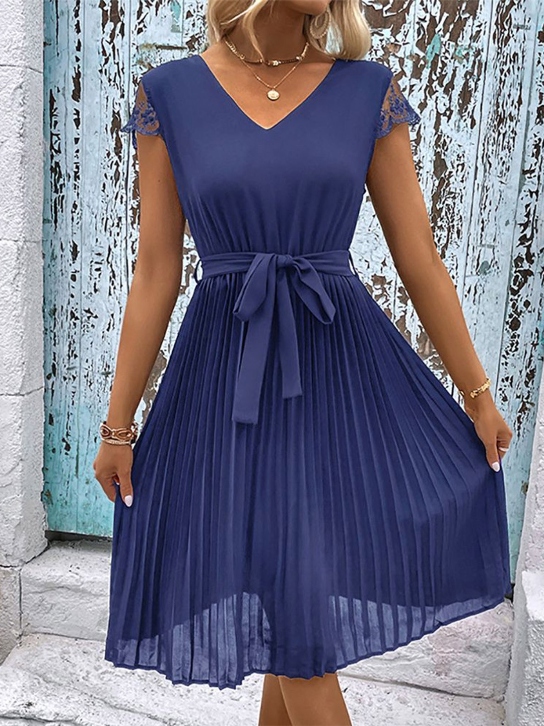 

StyleCast x Revolte Women V-Neck A-Line Dress, Blue