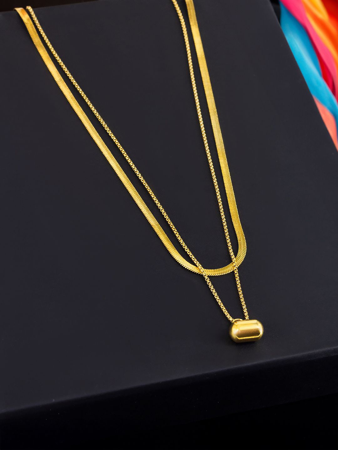 

PRIVIU Gold-Plated Stainless Steel Double Layered Necklace