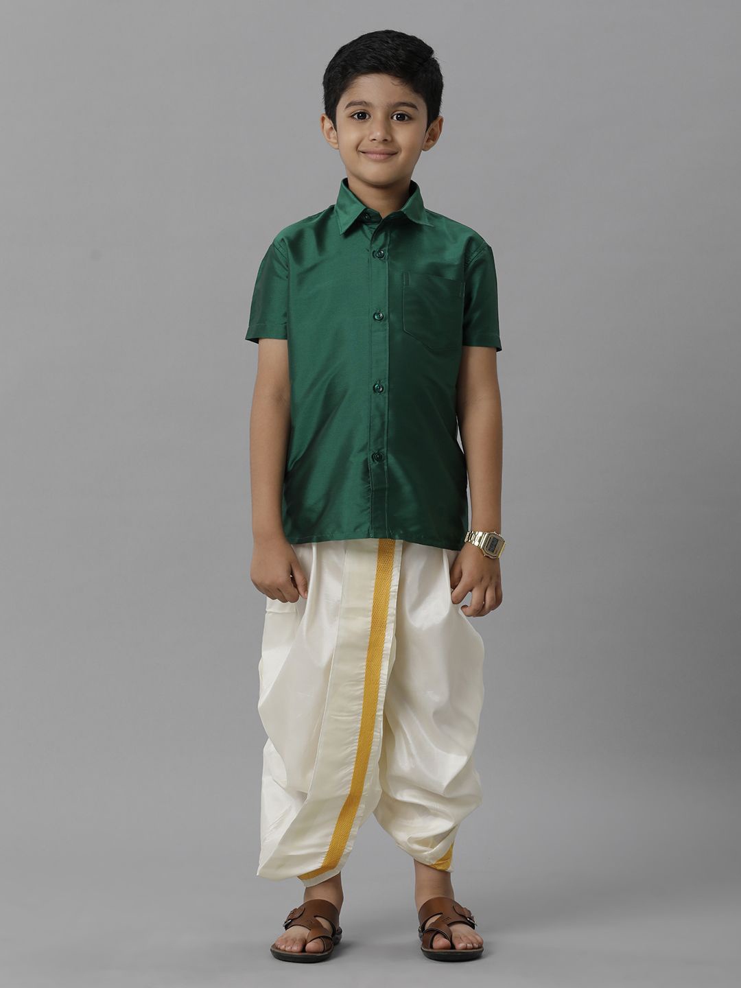 

Ramraj Boys Shirt with Dhoti Pants, Green