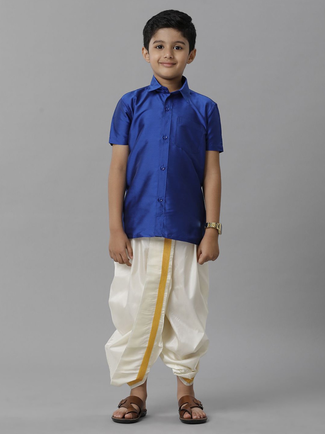 

Ramraj Boys Shirt with Dhoti Pants, Blue