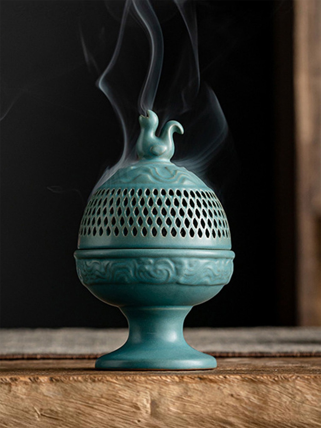 

Ekhasa GreenSelf Design Heat Resistant Ceramic Dhoop Dani Loban Burner Holder Stand, Green