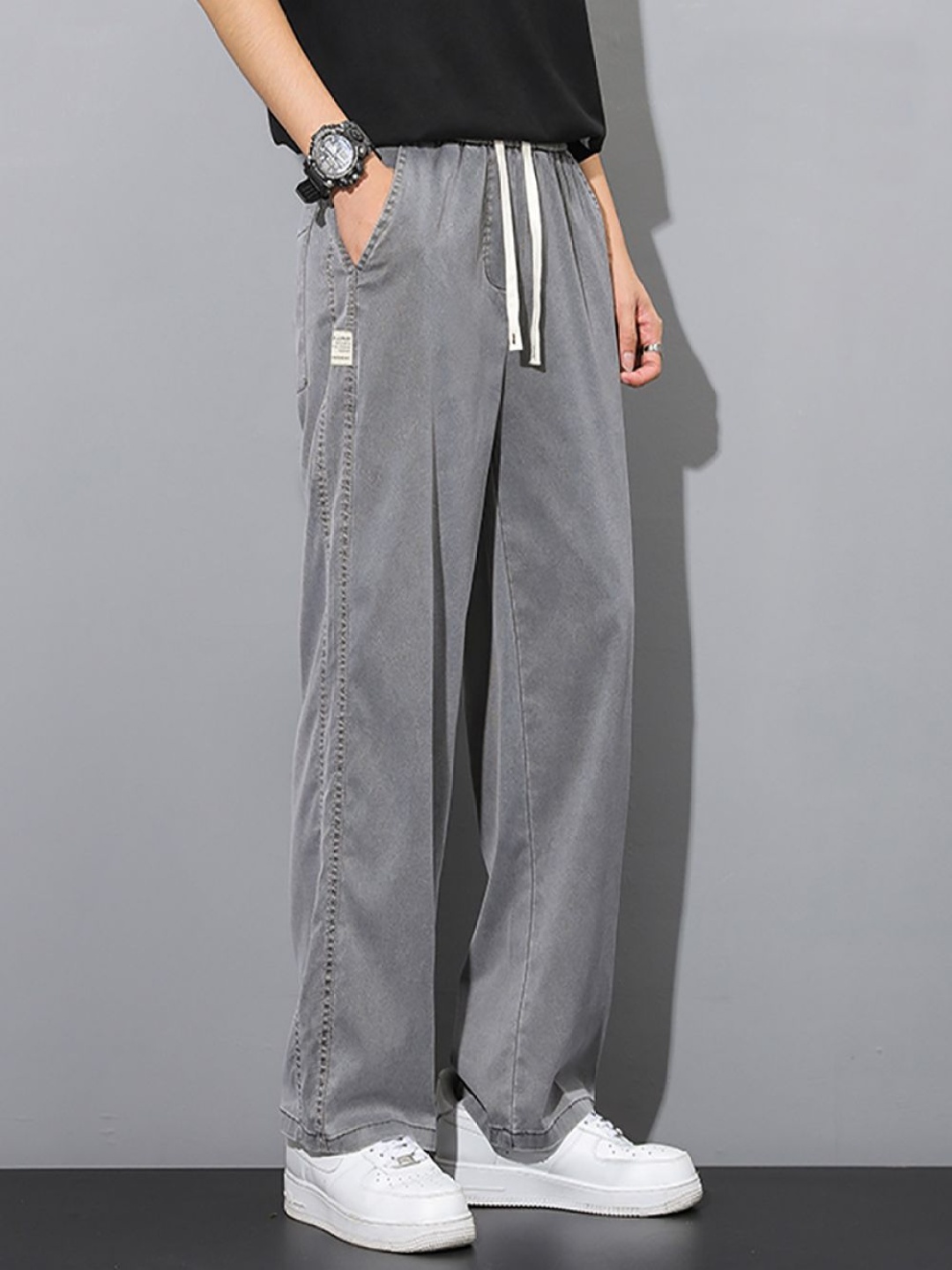 

StyleCast x Revolte Men Straight Fit Easy Wash Formal Trousers, Grey