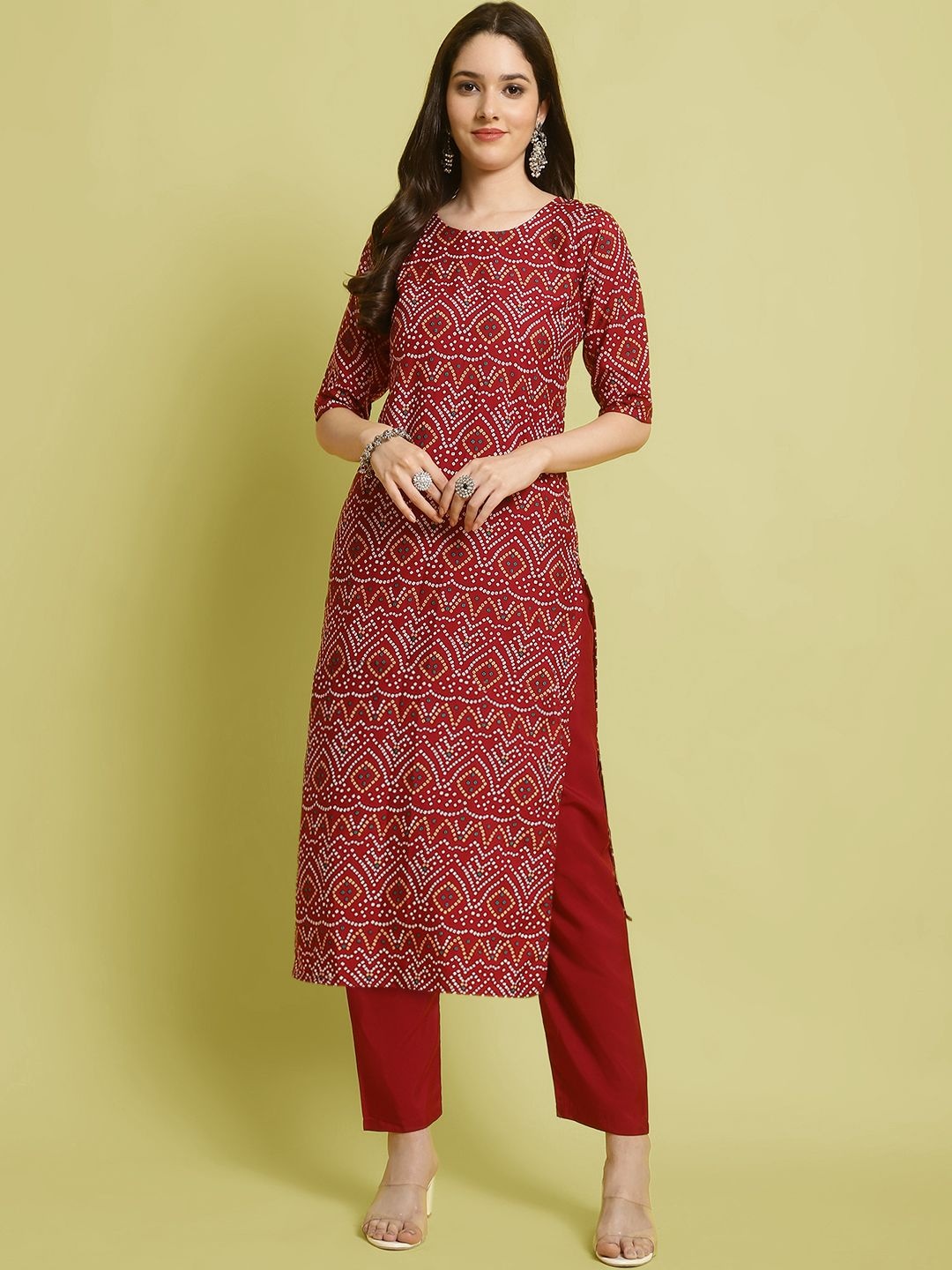 

7Threads Selection Of 2 Ethnic Motifs Printed Kurtas With Trousers, Red