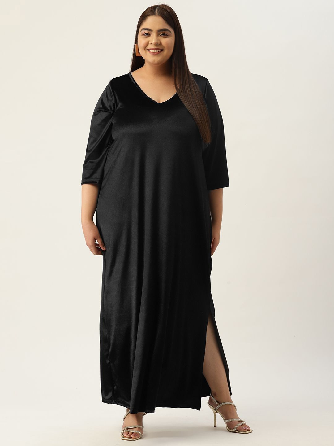 

theRebelinme Women Plus Size Maxi Dress, Black