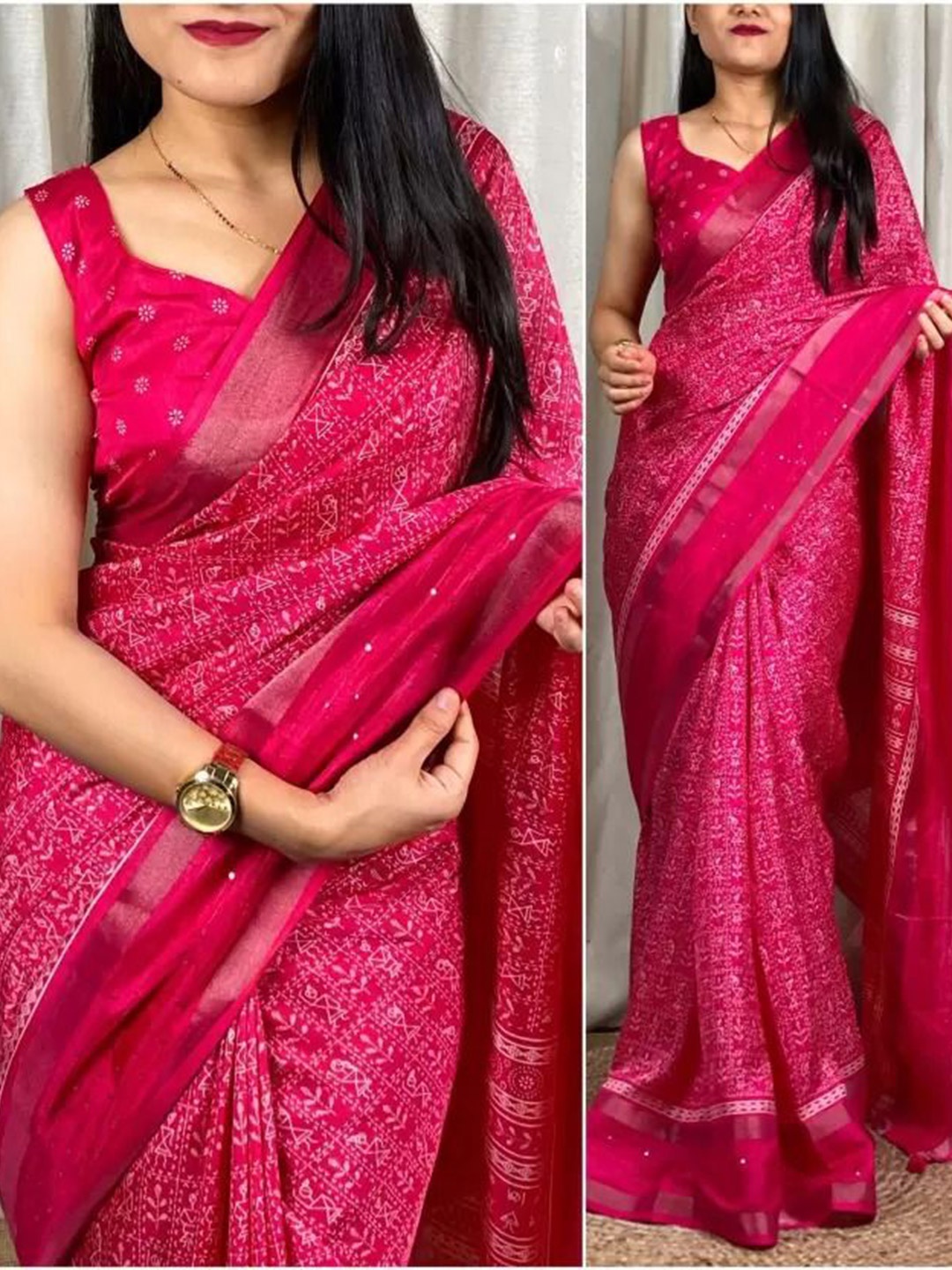 

SAADHVI Zari Art Silk Designer Saree, Pink