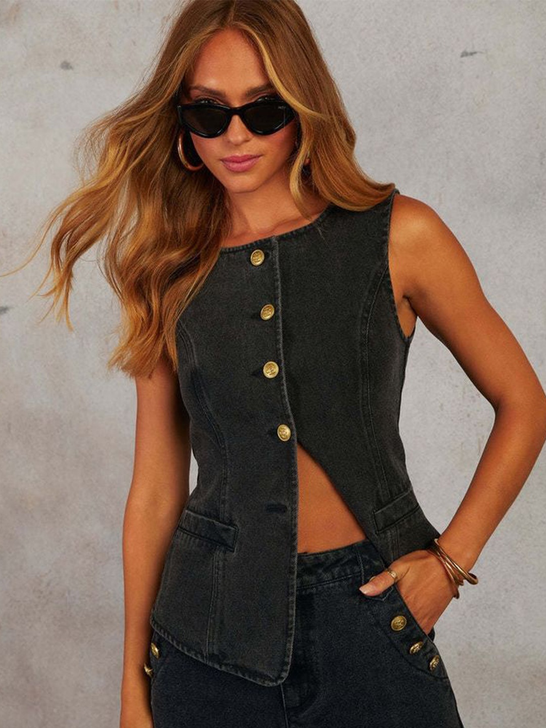 

LULU & SKY Women Sleeveless Cotton Top, Black