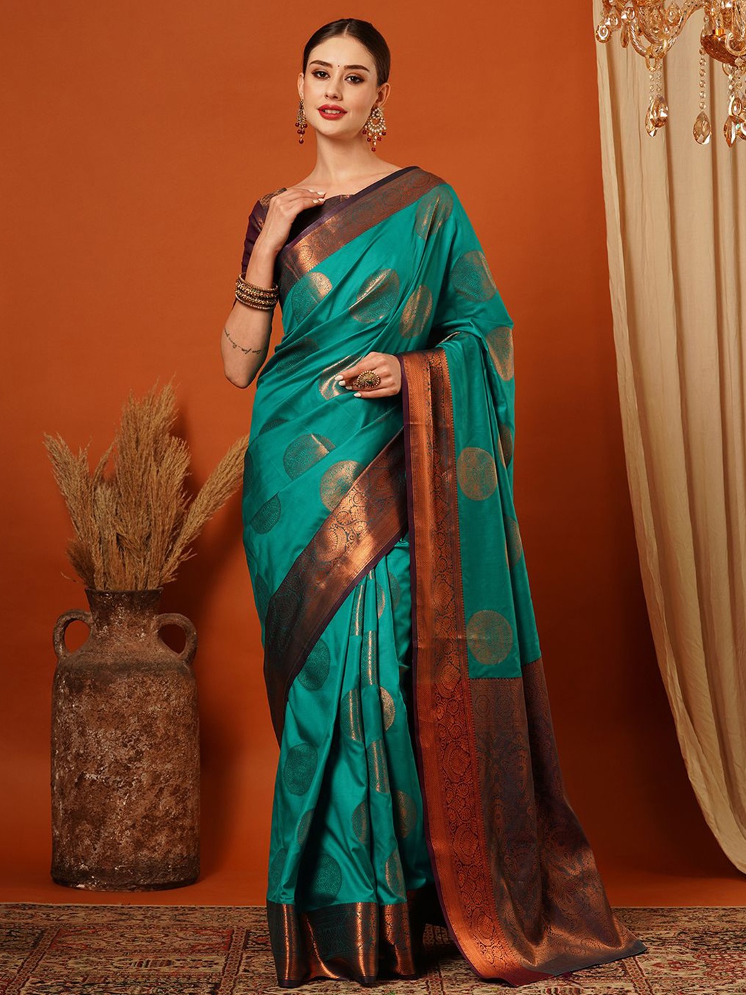 

yourwish Woven Design Zari Banarasi Saree, Sea green