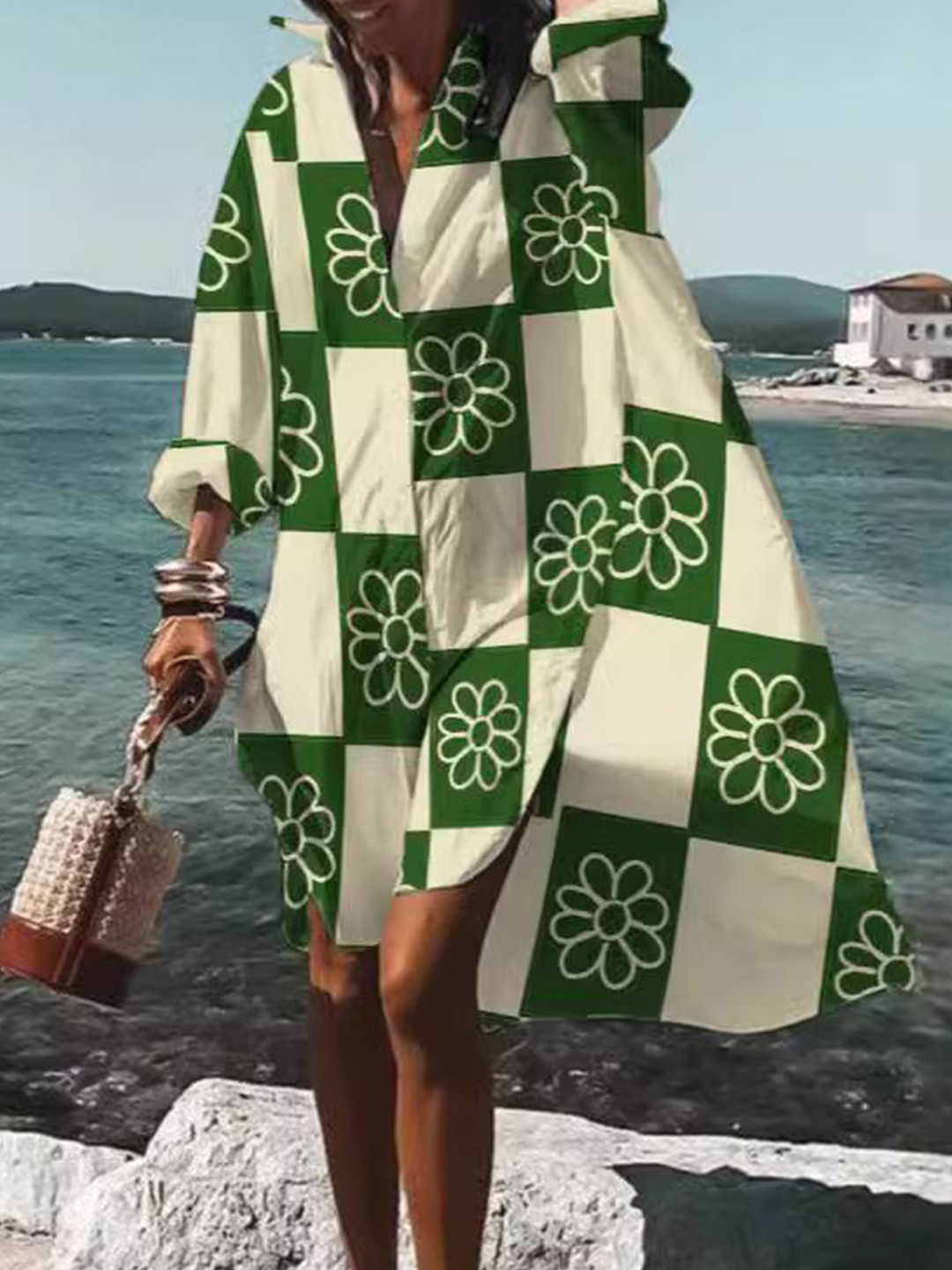 

StyleCast Women Floral Printed Shirt Dress, Green