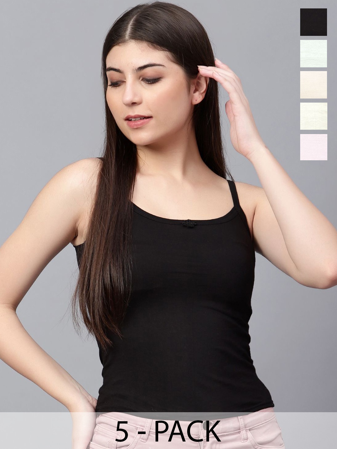 

Moda Rapido Women Pack Of 5 Cotton Crop Top, Black