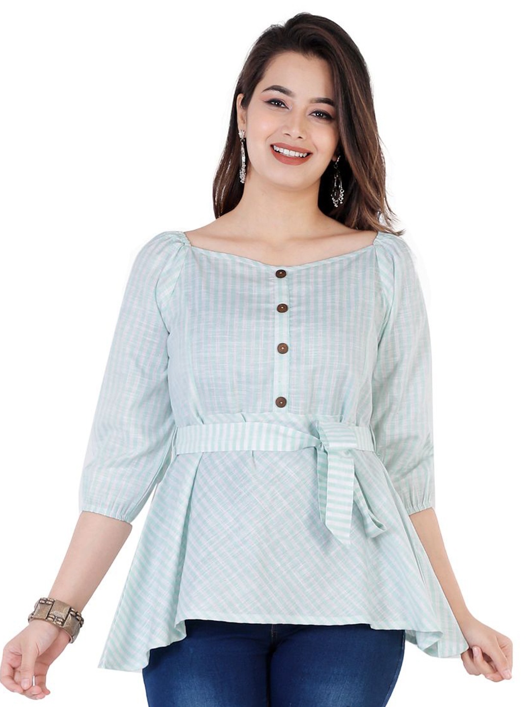 

NNAVDHA Women Cotton Peplum Top, Grey