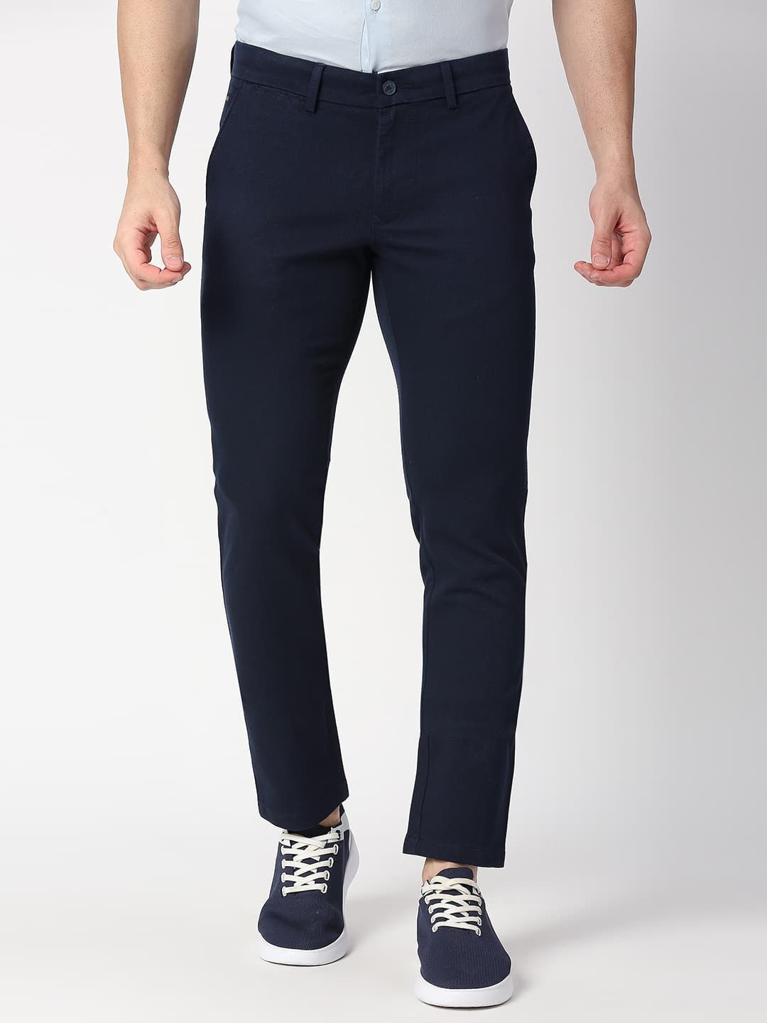 

Basics Men Tapered Fit Trousers, Navy blue