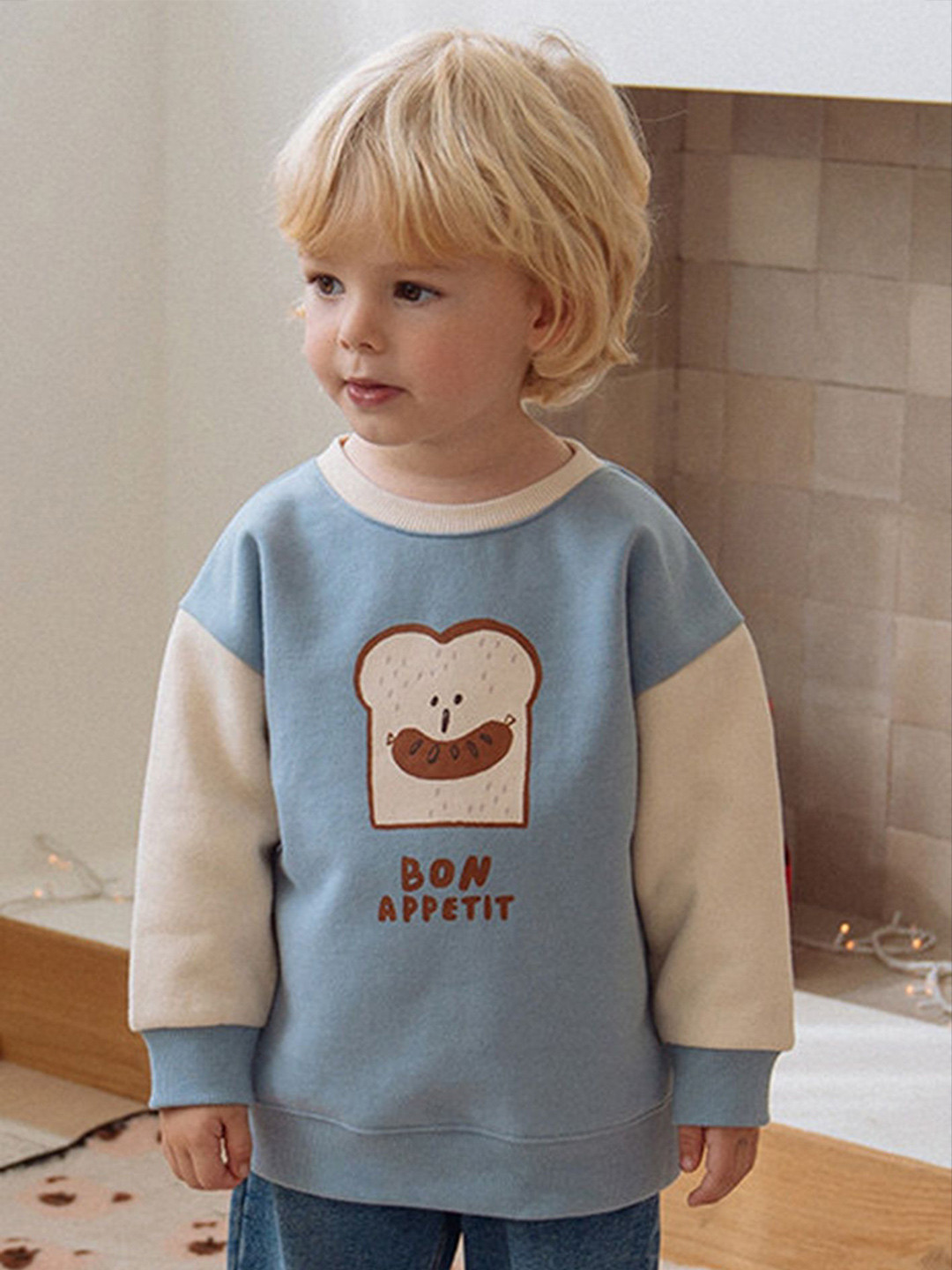 

LULU & SKY Boys Colourblocked Cotton Sweatshirt, Blue