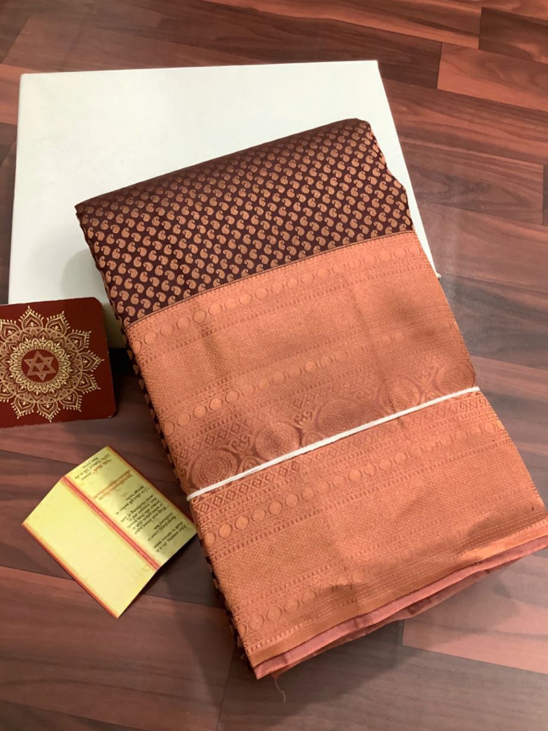 

Taslar Woven Design Pure Silk Banarasi Saree, Copper