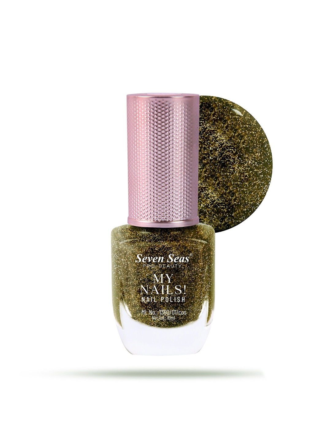 

Seven Seas My Nails Long Lasting Glossy Glitter Nail Polish -10 ml -Shade No - 359 - Green