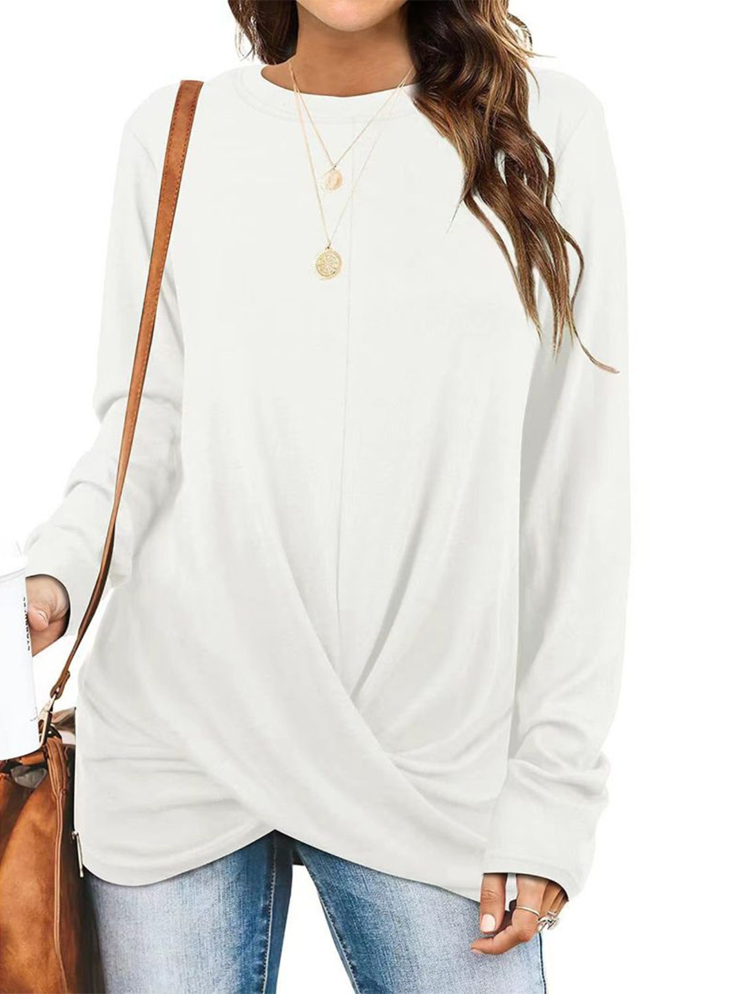 

StyleCast Women Twisted Longline Wrap Top, White
