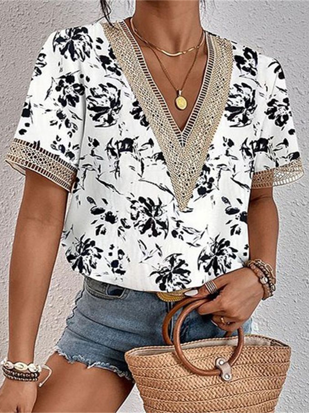 

StyleCast Floral Printed Top, White