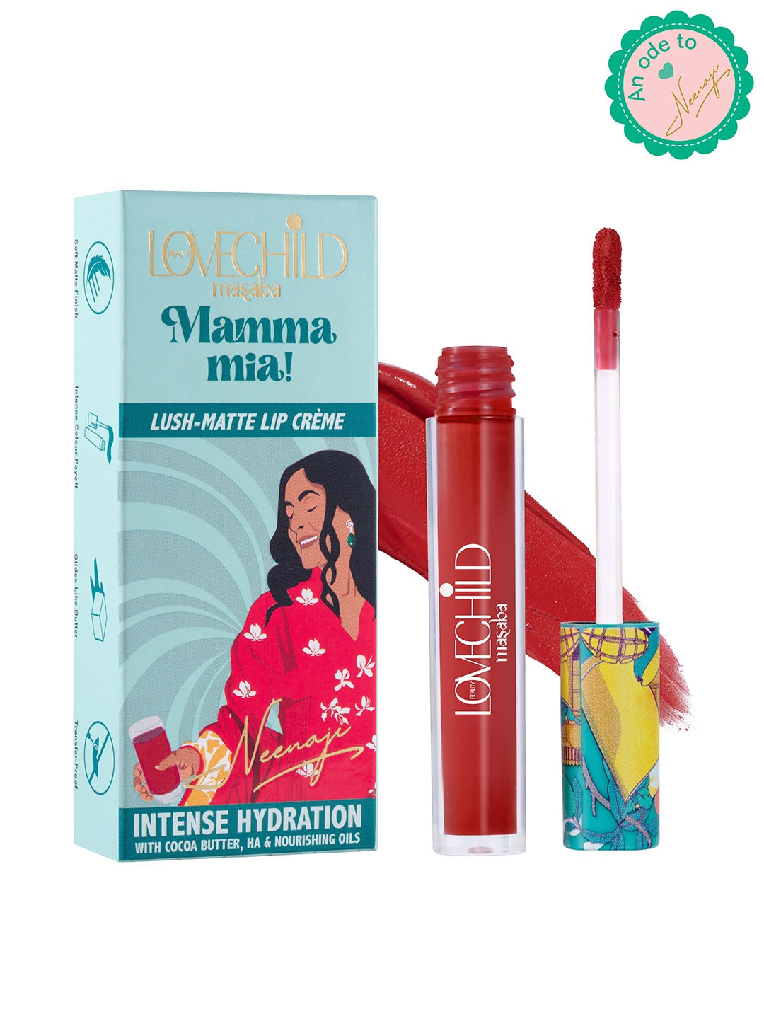 

Lovechild Masaba Mamma Mia Intense Hydration Lush Matte Lip Creme 3ml - Kokam Panna, Red