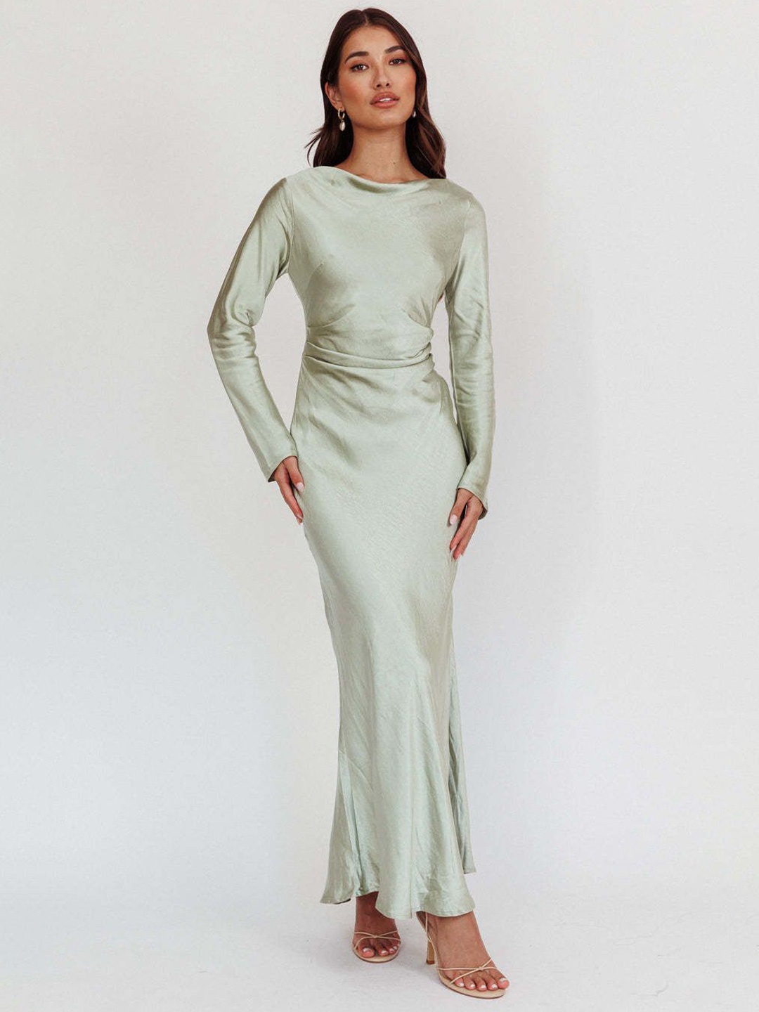 

StyleCast Cowl Neck Satin Maxi Dress, Green