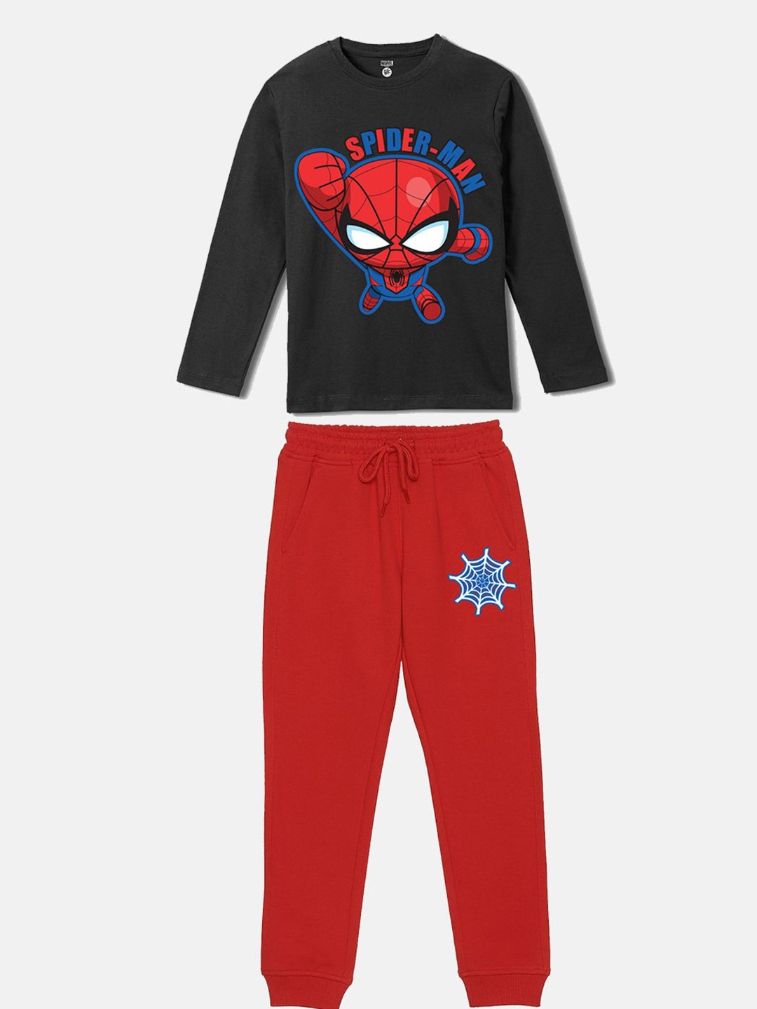 

YK Marvel Boys Spider-Man Graphic Printed T-shirt With Jogger, Black