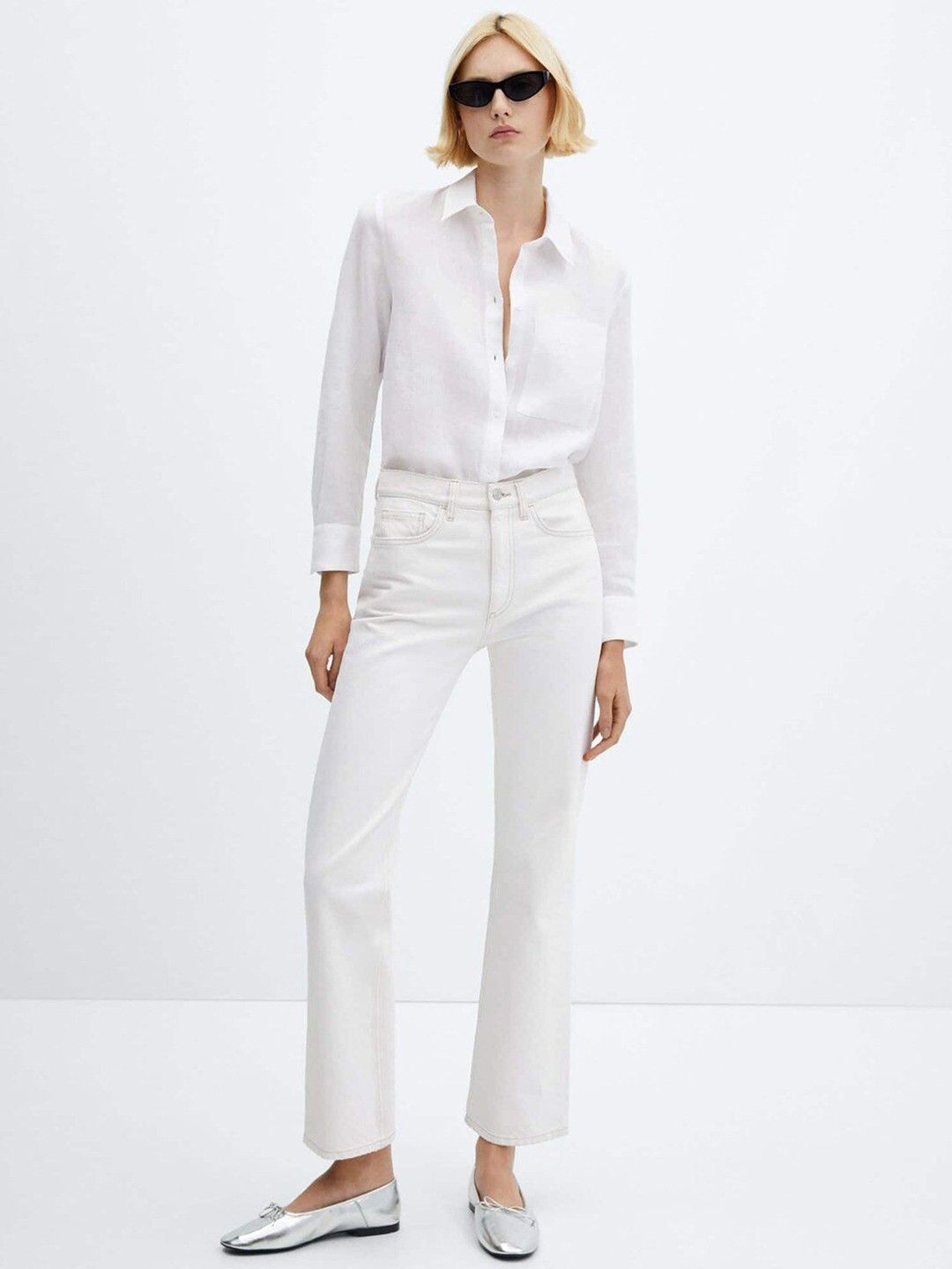 

WHY SO FAB Women Classic Relaxed Fit Spread Collar Solid Cotton Casual Shirt, White