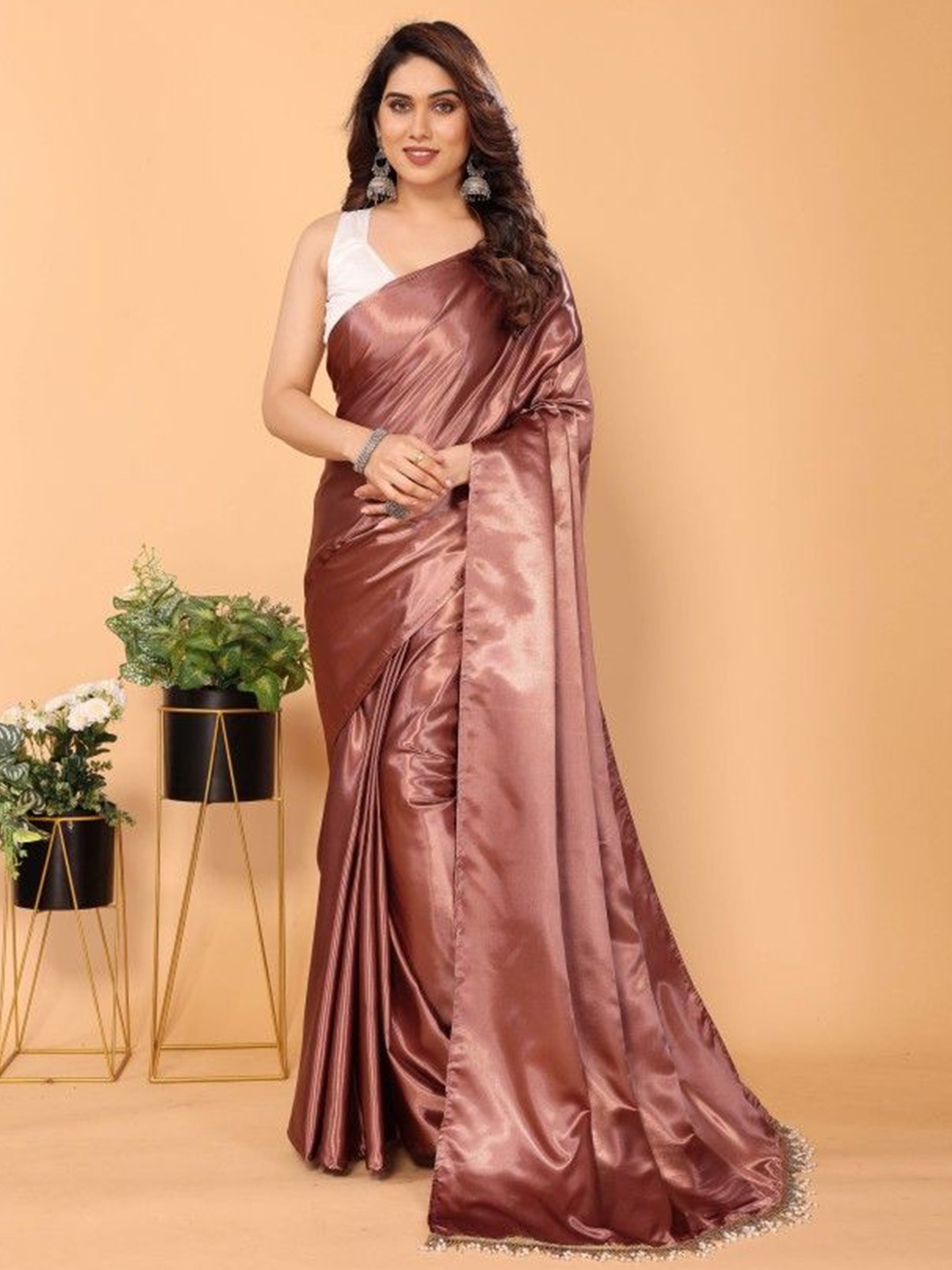 

Aika Women Satin Saree, Pink