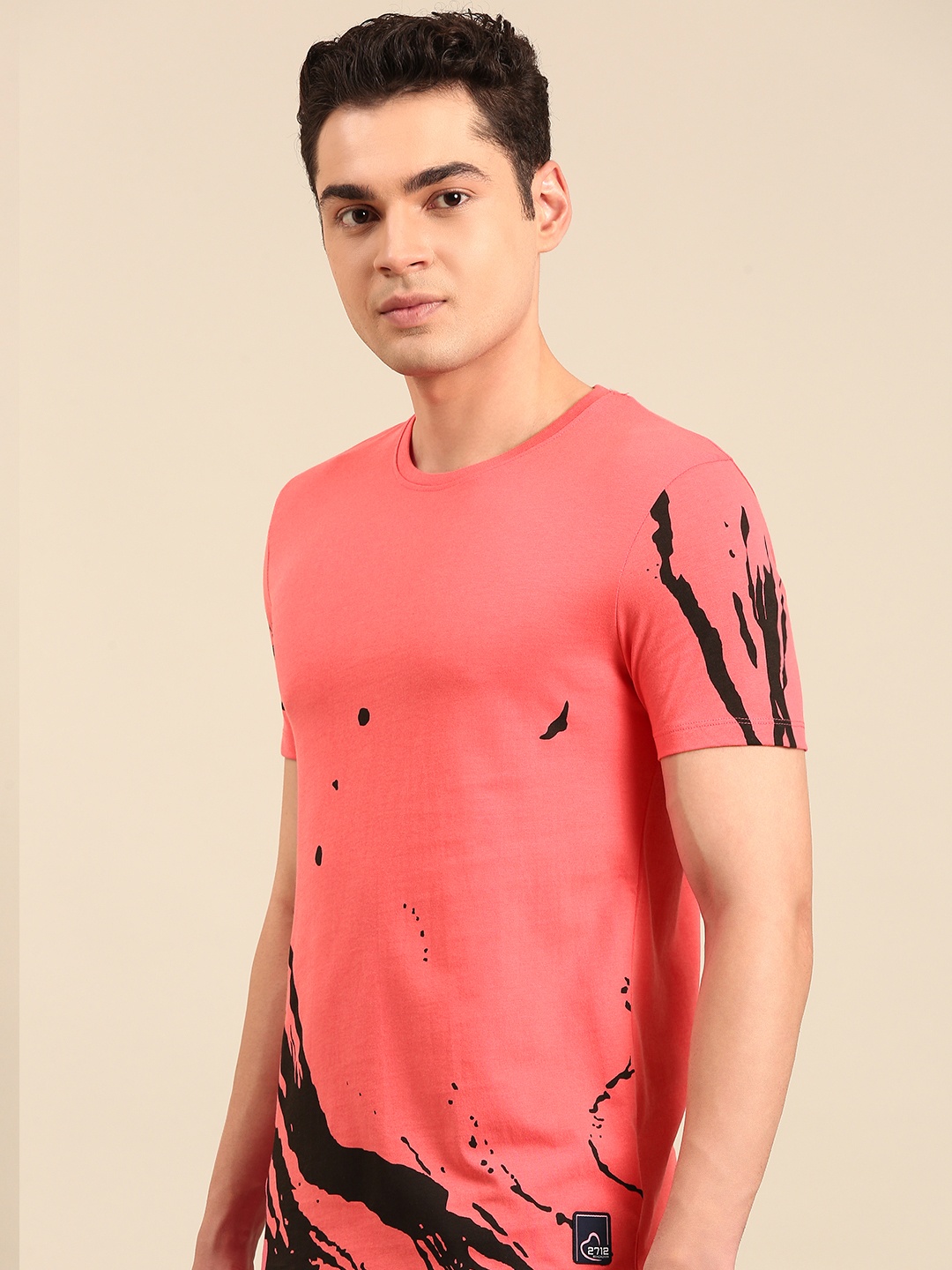 

Being Human Printed Pure Cotton T-shirt, Coral