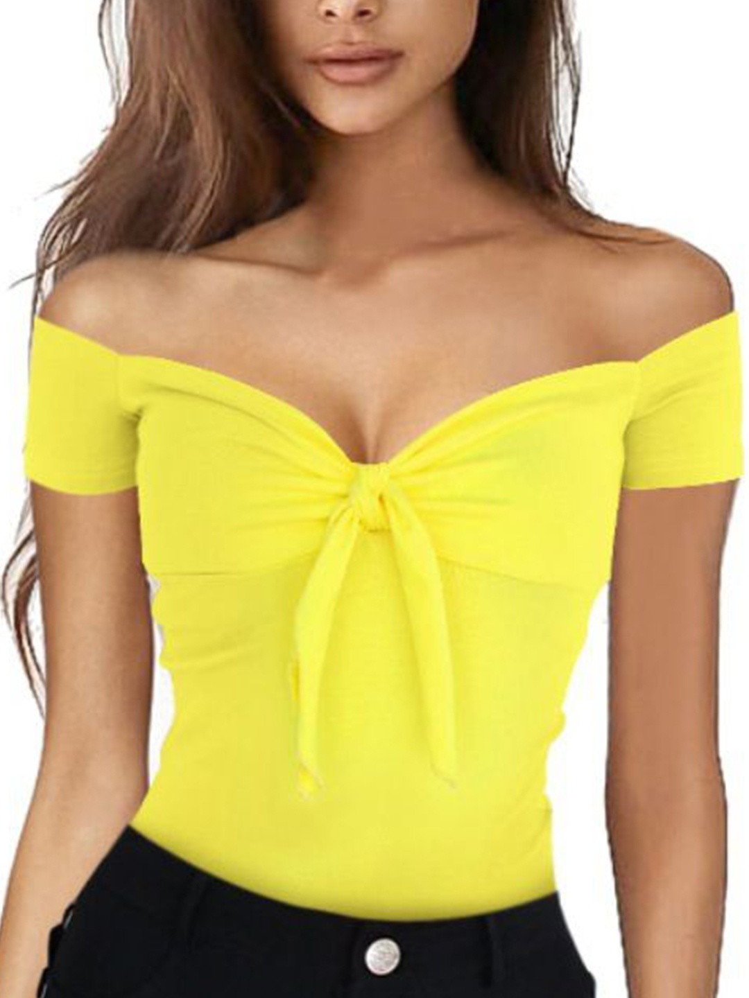 

StyleCast Women Off-Shoulder Twisted Cotton Top, Yellow