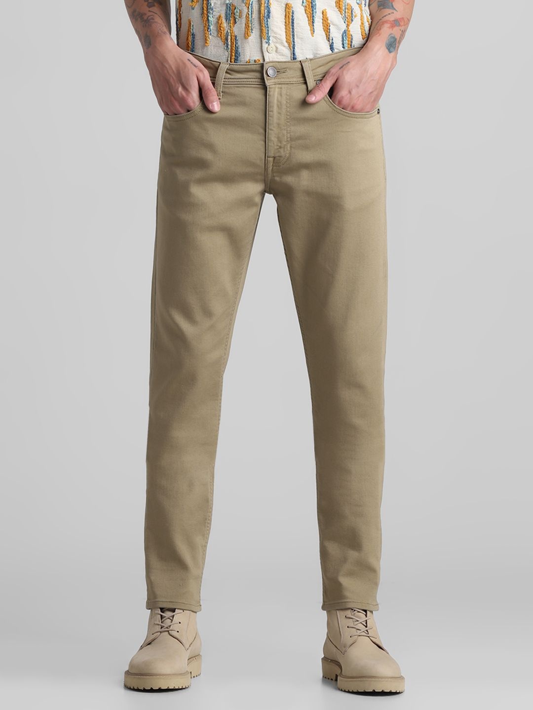 

Jack & Jones Men Mid-Rise Slim Fit Chinos Trouser, Beige
