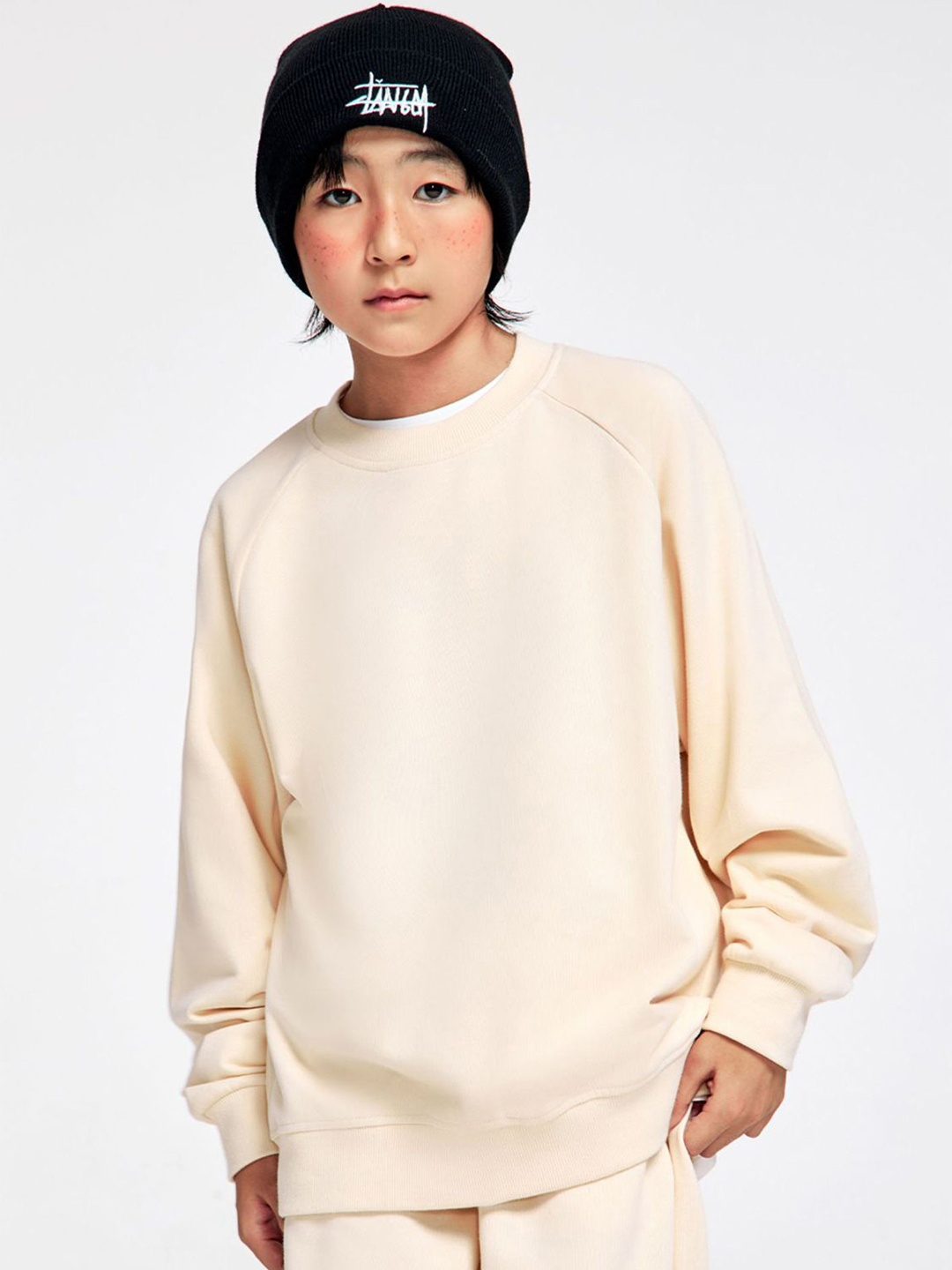 

LULU & SKY Kids Oversized Fit Sweatshirt, Beige