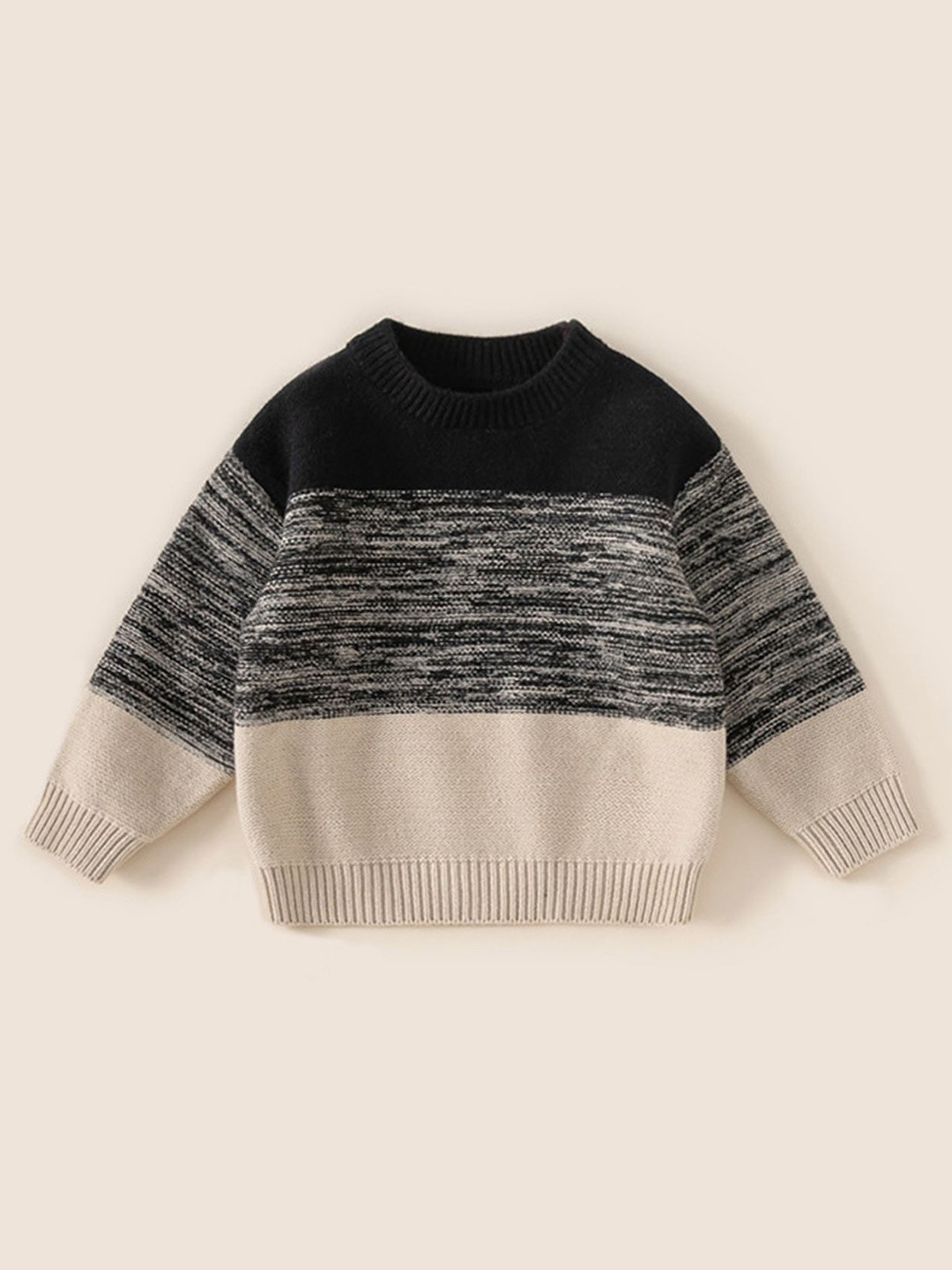 

LULU & SKY Boys Colourblocked Round Neck Pullover, Black