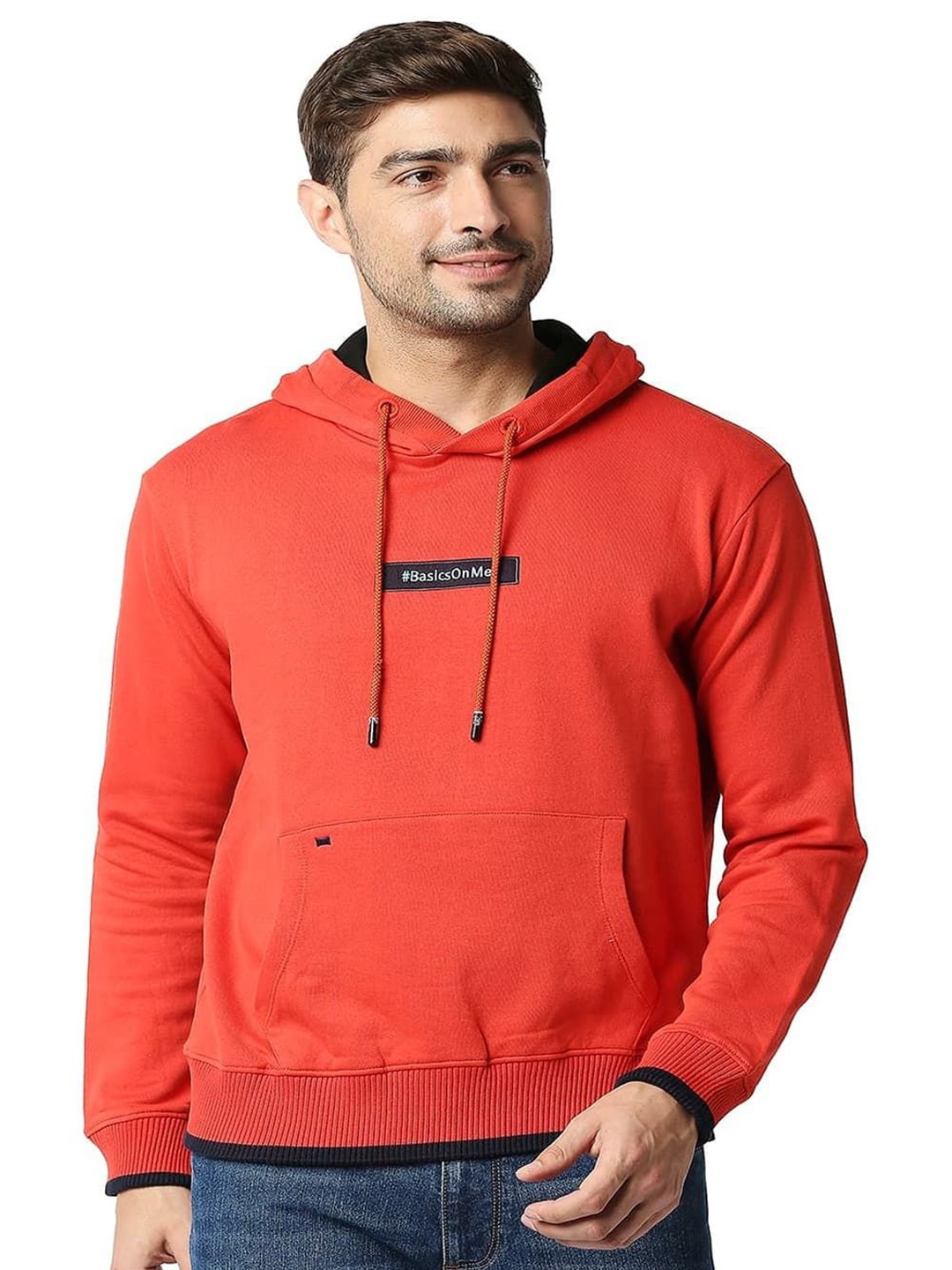 

Basics Men Hooded Cotton Sweatshirt, Orange