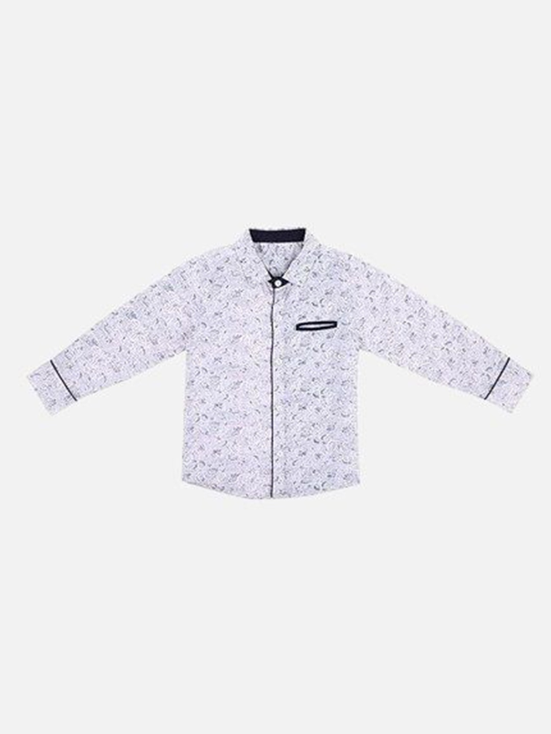 

Bodycare Kids Boys Spread Collar Floral Printed Cotton Casual Shirt, White