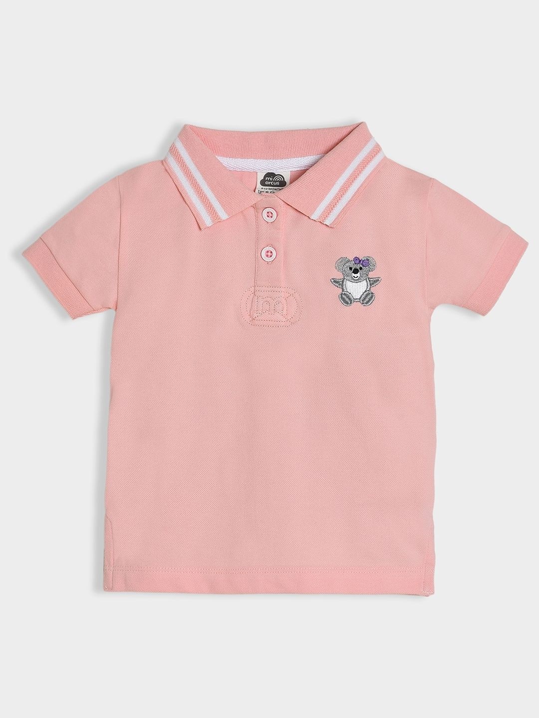 

MiArcus Girls Solid Polo Collar Cotton T-shirt, Pink