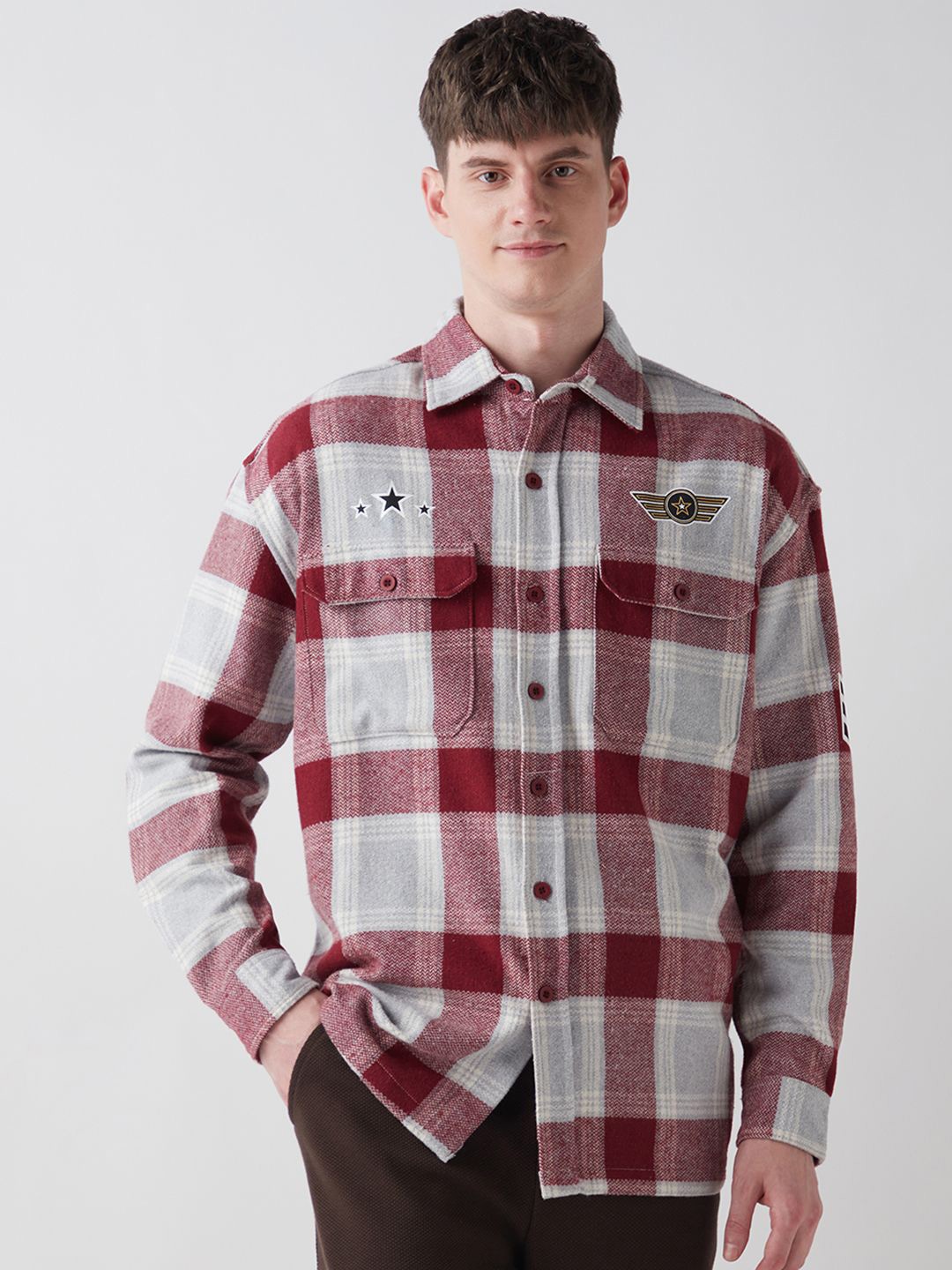 

Bewakoof Men Standard Opaque Checked Casual Shirt, Red