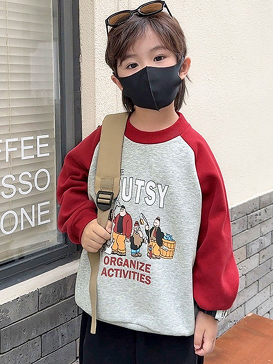 

LULU & SKY Boys Printed Pullover Sweatshirt, Red