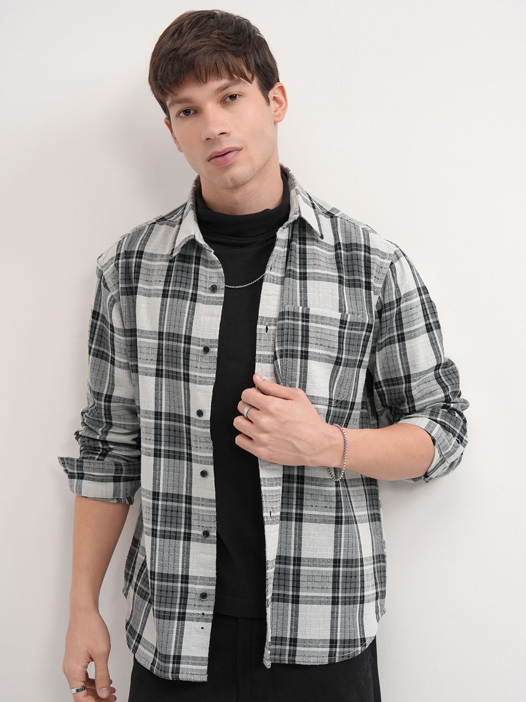

HIGHLANDER Men Checked Relax Shirt, Grey