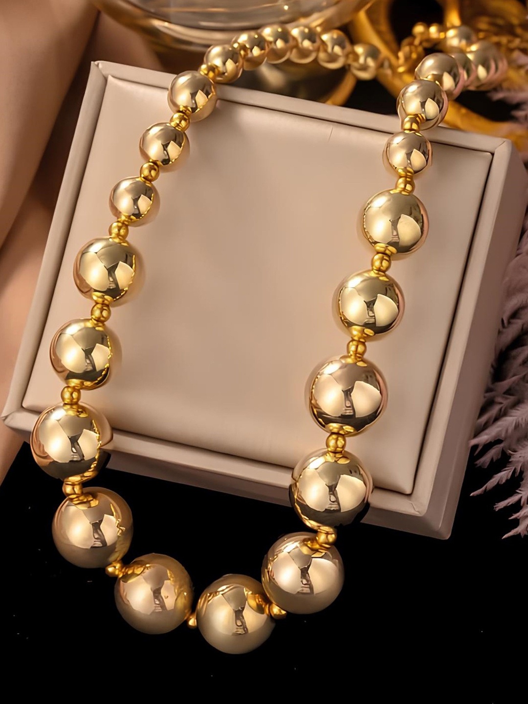 

KARISHMA KREATIONS 18KT Gold-Plated Stainless Steel Beaded Hip Hop Anti Tarnish Necklace