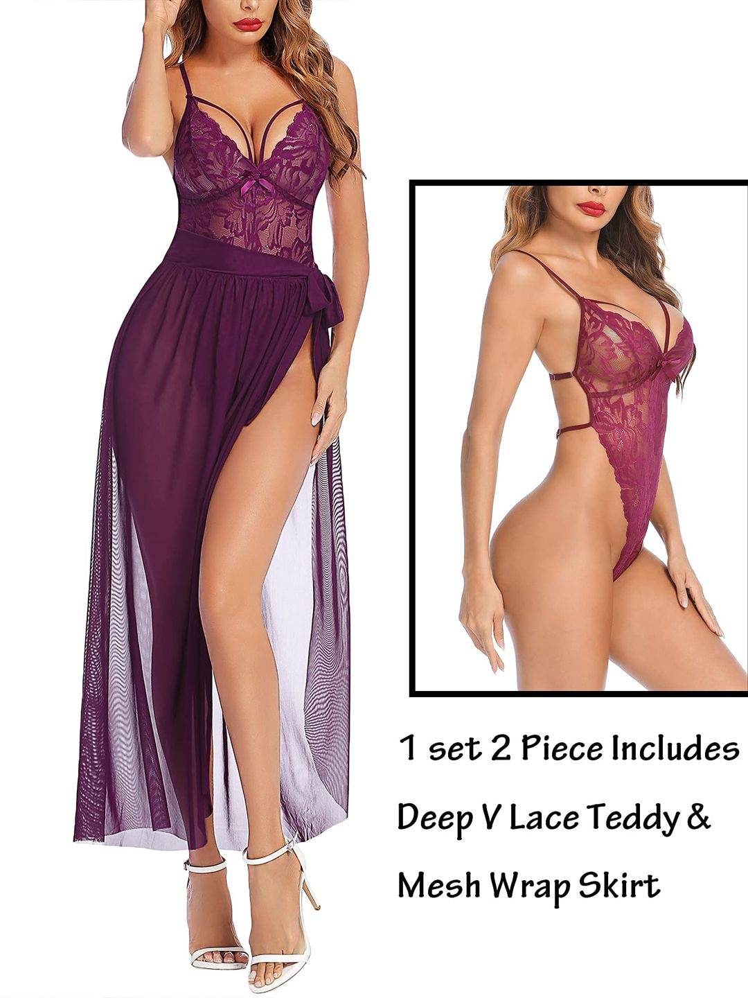 

Beera Women Self Design Baby Doll, Purple