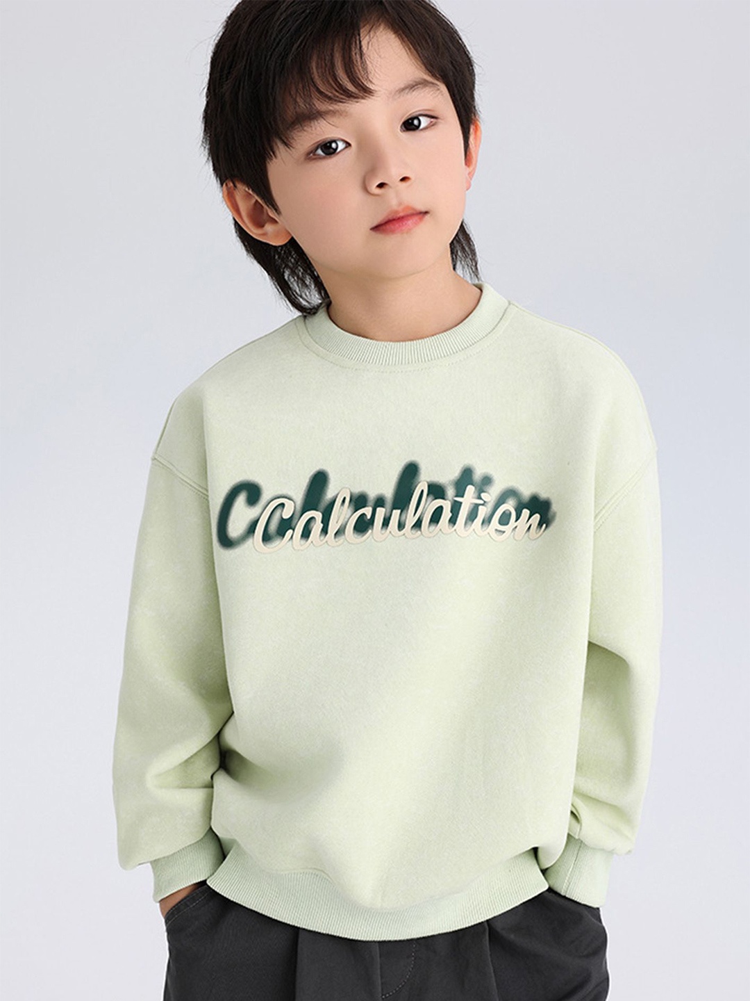 

LULU & SKY Boys Typography Printed Cotton Sweatshirt, Green