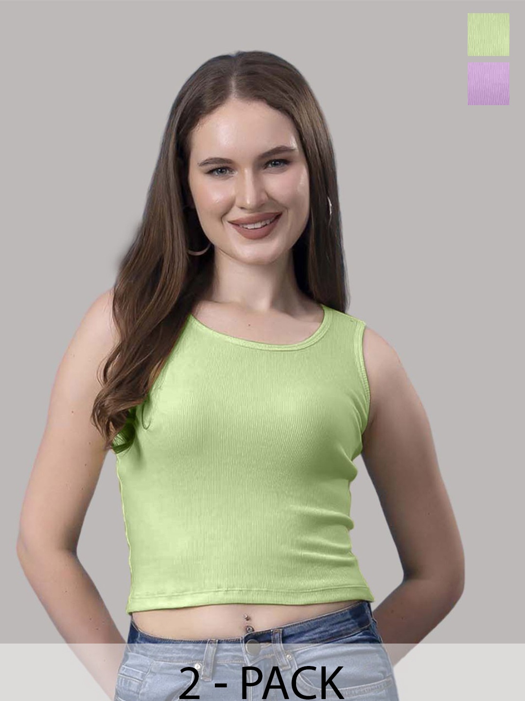 

Friskers Cotton Tank Crop Top, Purple