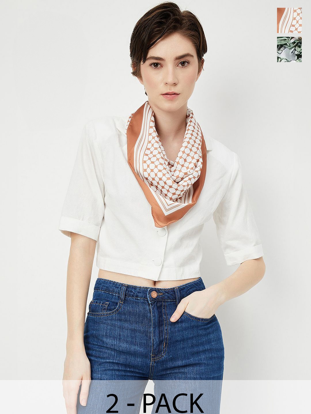 

max Women Pack Of 2 Printed Scarf, White