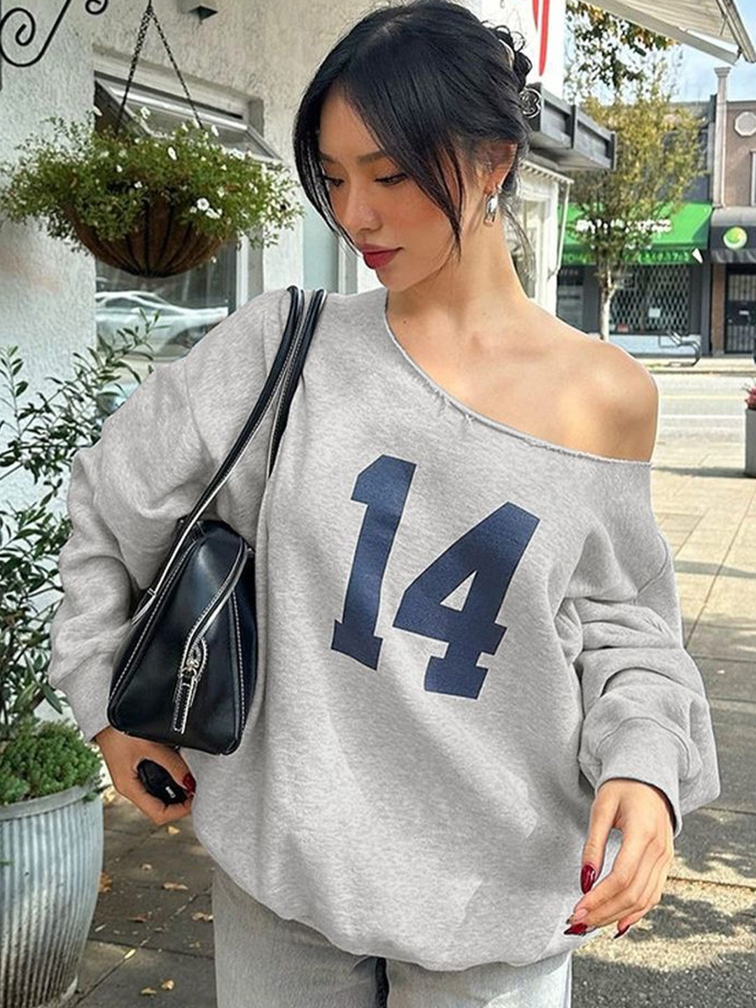 

LULU & SKY Women One Shoulder Top, Grey