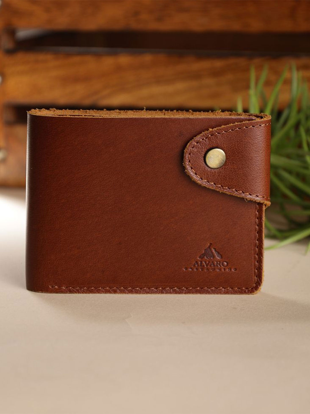 

Alvaro Castagnino Men Leather Two Fold Wallet, Brown