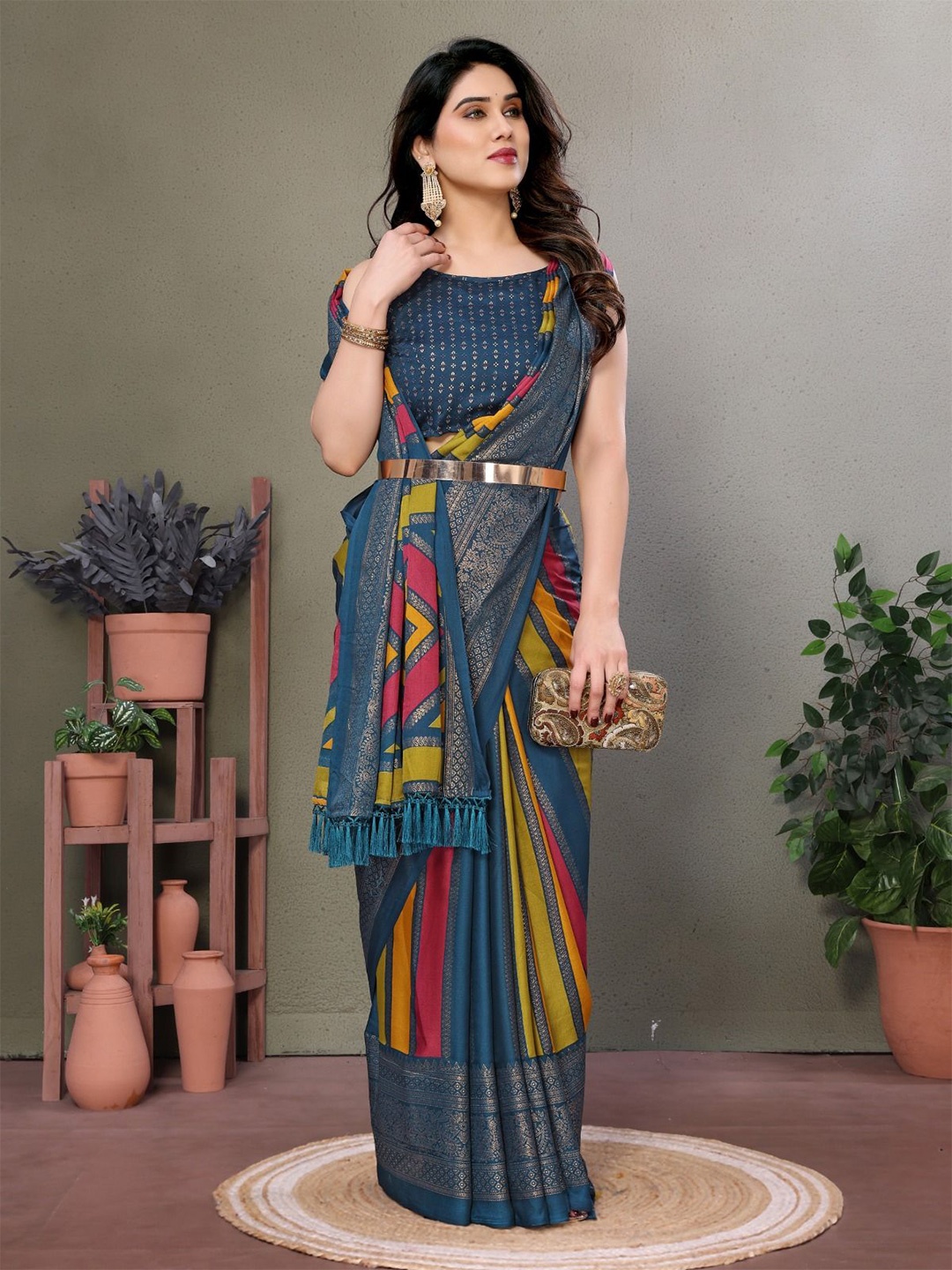 

DIKONA DESIGNER Leheriya Printed Pure Chiffon Saree, Teal