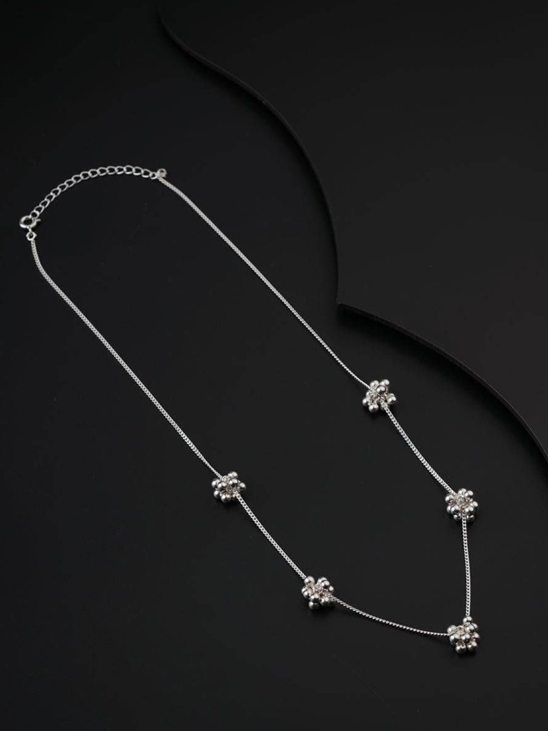 

House of Aadyaa Sterling Silver Stones Studded Chain