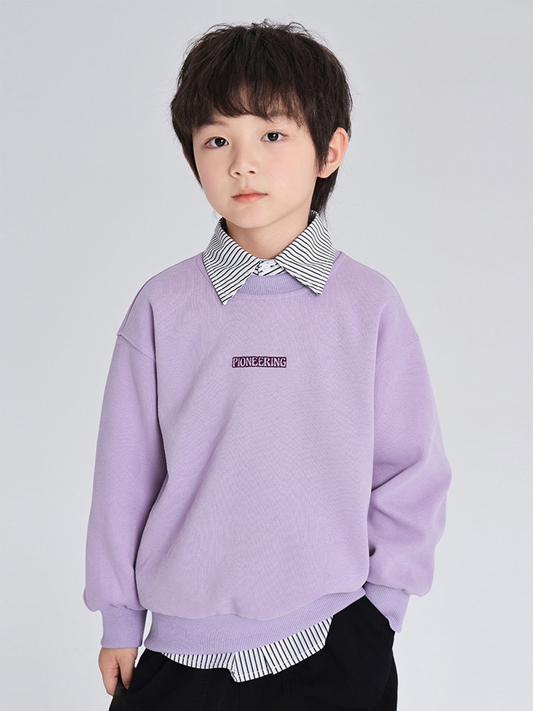 

LULU & SKY Boys Graphic Printed Pure Cotton Sweatshirt, Purple